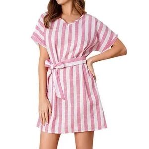 Pink and white striped dress